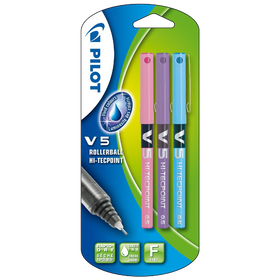 Pilot V5 Liquid Ink Rollerball Tip Pack of 3 Black