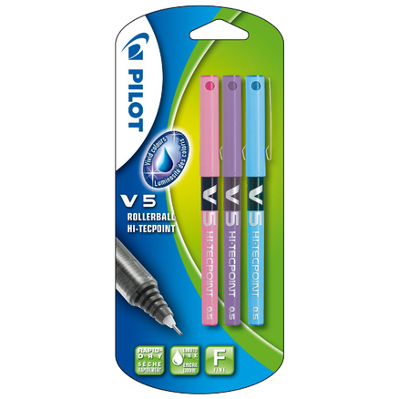 Pilot V5 Liquid Ink Rollerball Tip Pack of 3 Black