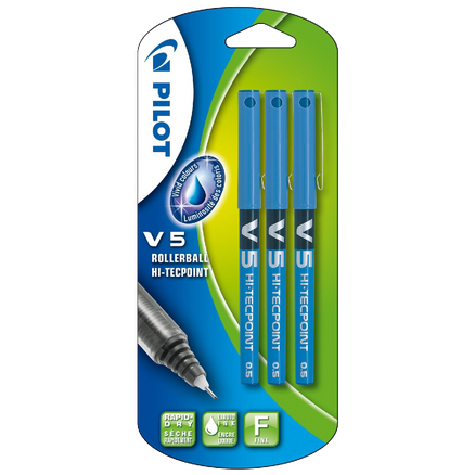 Pilot V5 Liquid Ink Rollerball Tip Pack of 3 Black