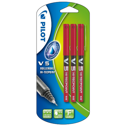 Pilot V5 Liquid Ink Rollerball Tip Pack of 3 Black