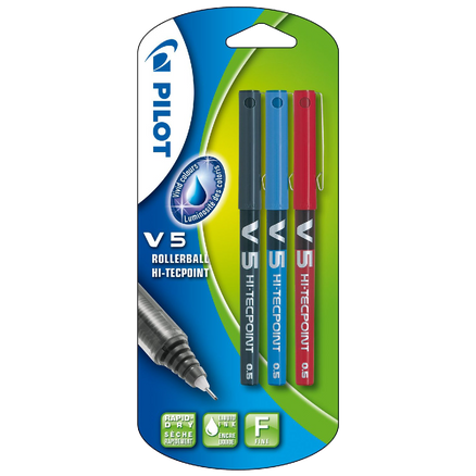 Pilot V5 Liquid Ink Rollerball Tip Pack of 3 Black