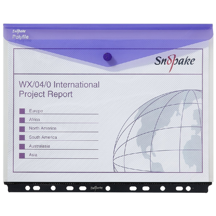 Snopake 15694 Polyfile A4 High Capacity Ring Binder Popper Wallet Landscape